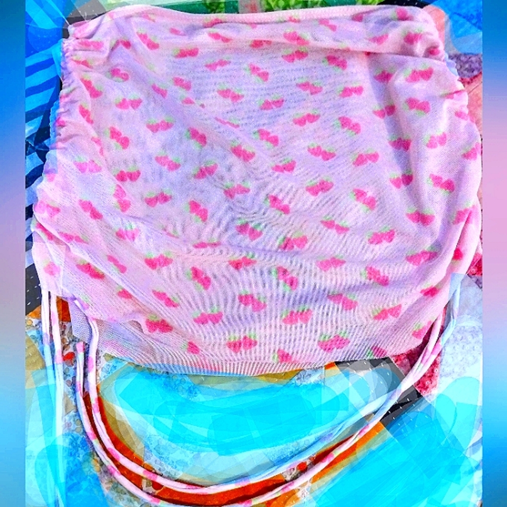 Pink Sheer bathing suit skirt